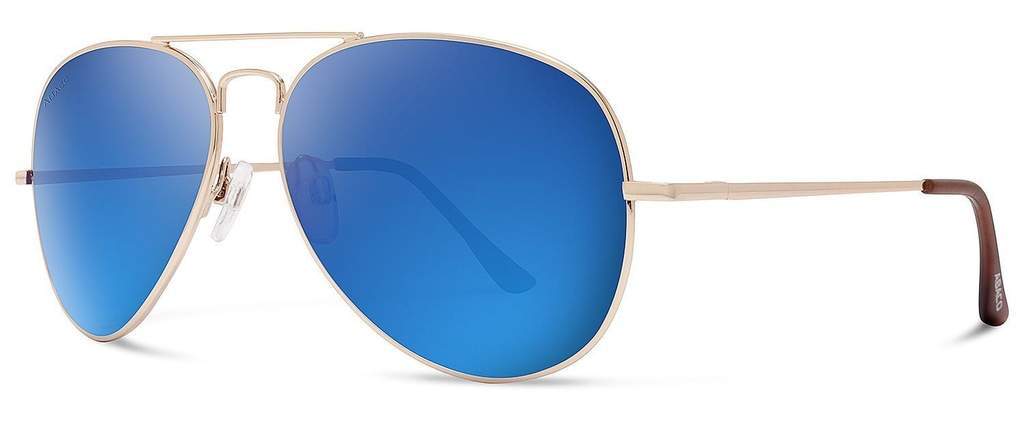 Abaco Dakota Gold Sunglass Polarized Deep Blue Mirror Lens Side