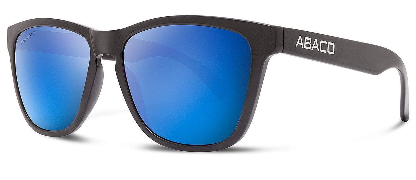 Abaco Kai Gloss Black Sunglass Polarized Deep Blue Mirror Lens Side