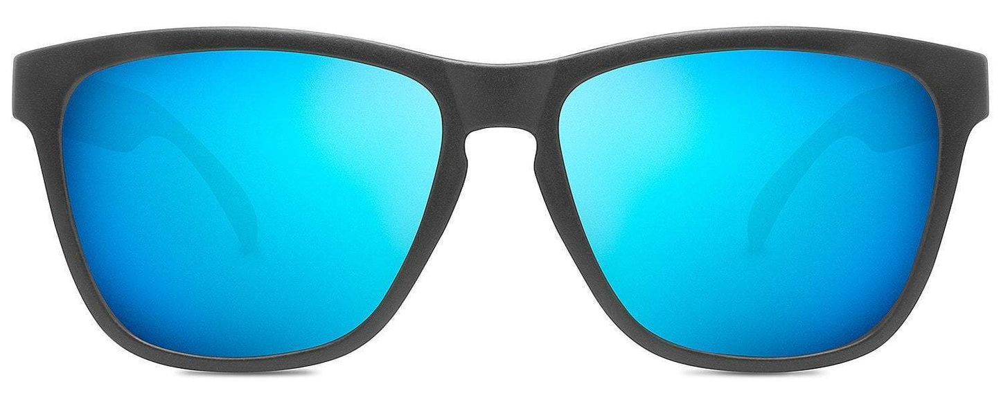 Abaco Kai Junior Matte Black Sunglass Polarized Blue Mirror Lens Front