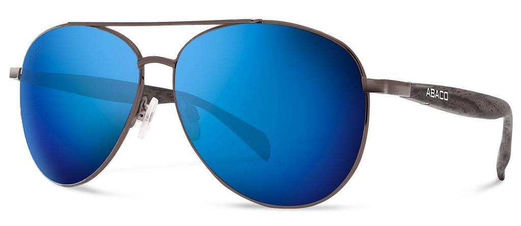 Abaco Burton Gunmetal Grey Sunglass Polarized Blue Mirror Lens Side