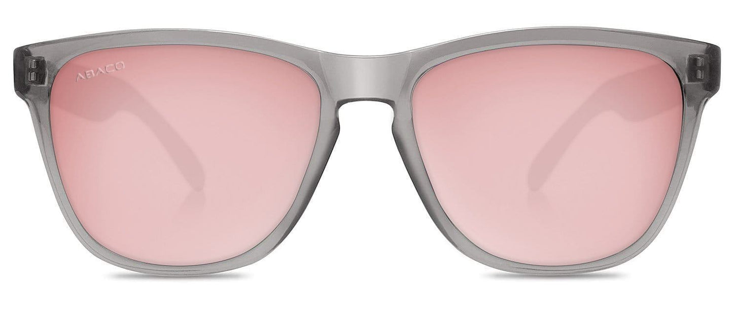 Abaco Kai Crystal Grey Sunglass Polarized Rose Gold Mirror Lens Front