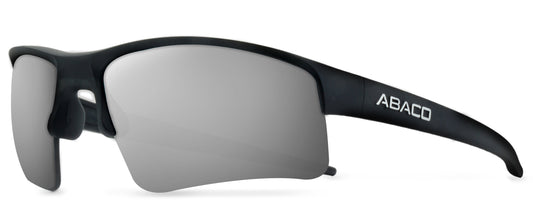Abaco Forty Four Black Sunglass Polarized Silver Flash Mirror Lens Side