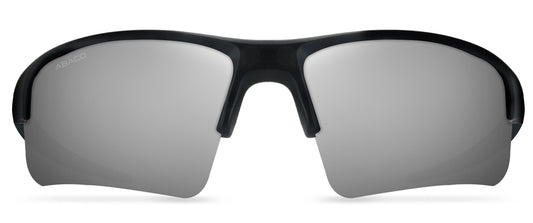Abaco Forty Four Black Sunglass Polarized Silver Flash Mirror Lens Side