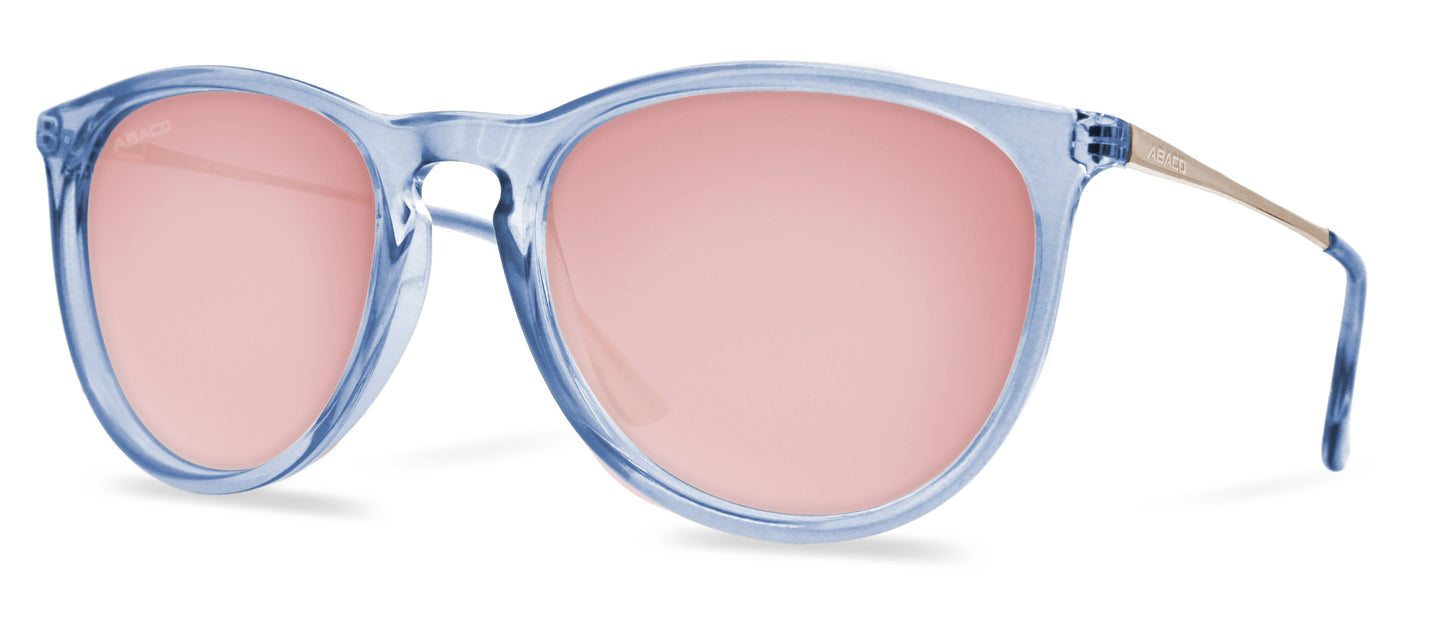 Abaco Piper Translucent Blue Sunglasses Polarized Rose Gold Lens Side