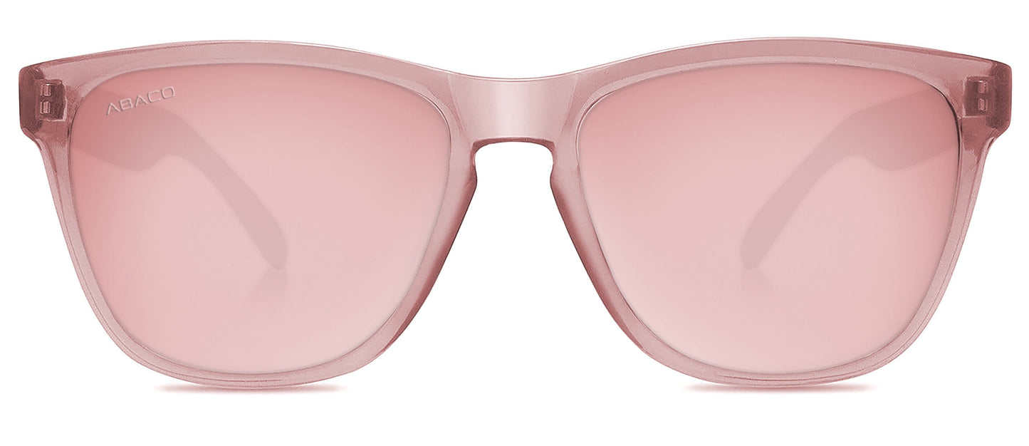 Abaco Kai Translucent Pink Sunglass Polarized Rose Gold Lens Front