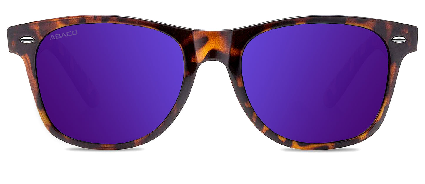 Abaco Waikiki Tortoise Sunglasses Polarized Purple Mirror Lens Front
