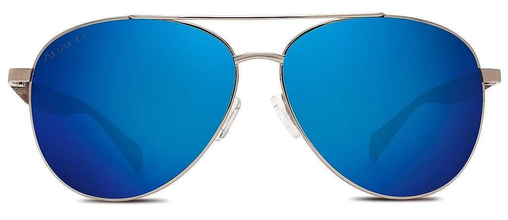 Abaco Burton Silver Grey Sunglass Polarized Blue Mirror Lens Front