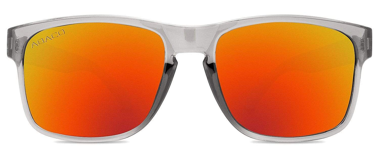 Abaco Dockside Crystal Grey Sunglass Polarized Fire Mirror Lens Front