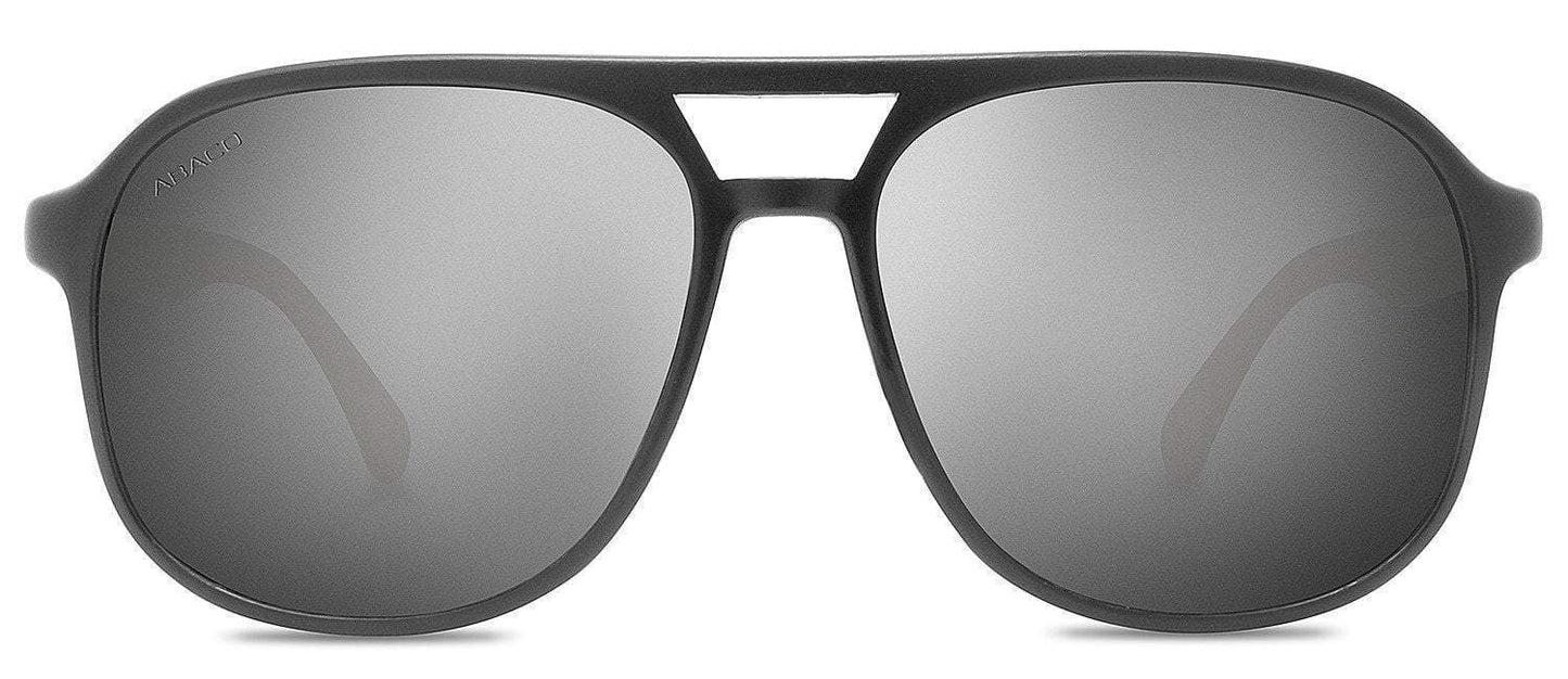 Abaco Pitbull Matte Black Bamboo Sunglass Polarized Chrome Mirror Lens Side