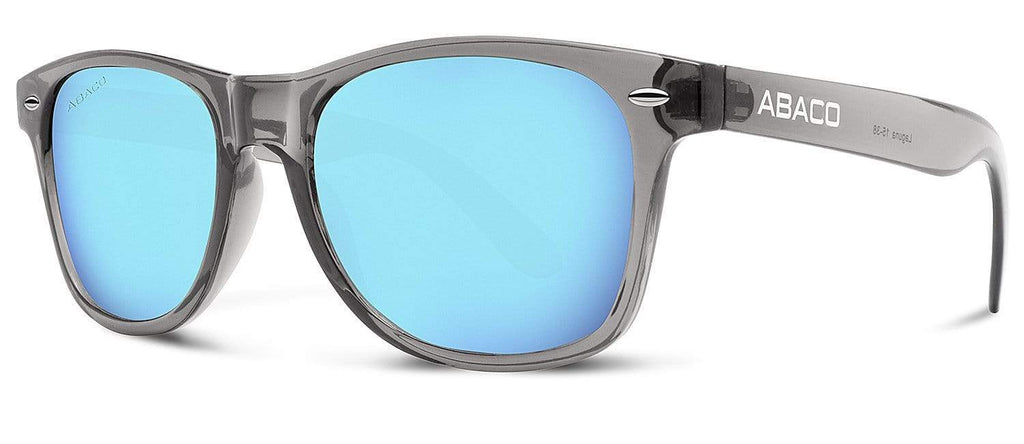 Abaco Laguna Crystal Grey Sunglass Polarized Caribbean Blue Mirror Lens Side