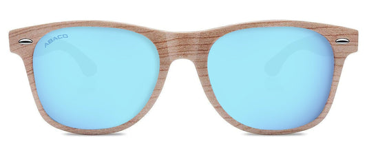 Abaco Tiki Grey Wood Sunglasses Polarized Caribbean Blue Lens Side