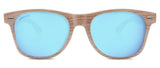 Abaco Tiki Grey Wood Sunglasses Polarized Caribbean Blue Lens Front