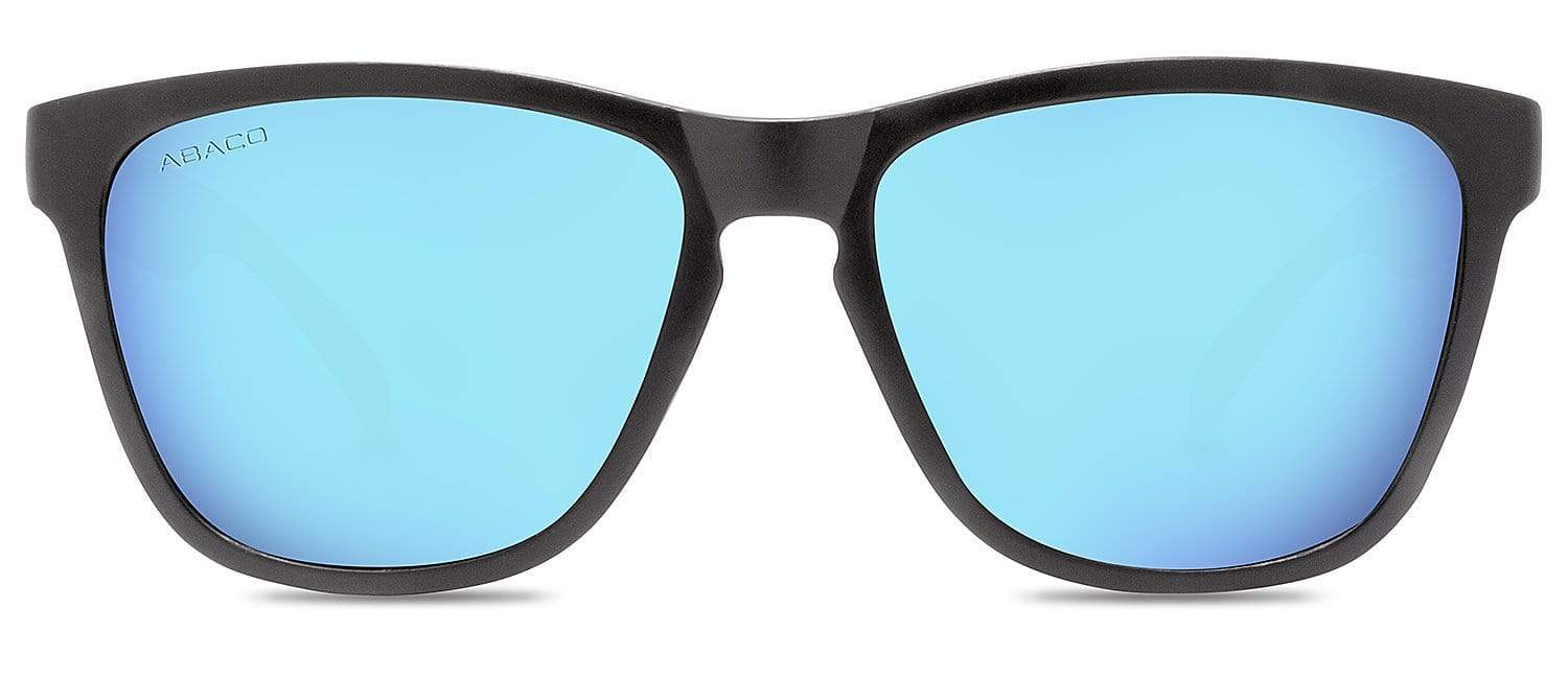 Abaco Kai Matte Black Sunglass Polarized Caribbean Blue Mirror Lens Side