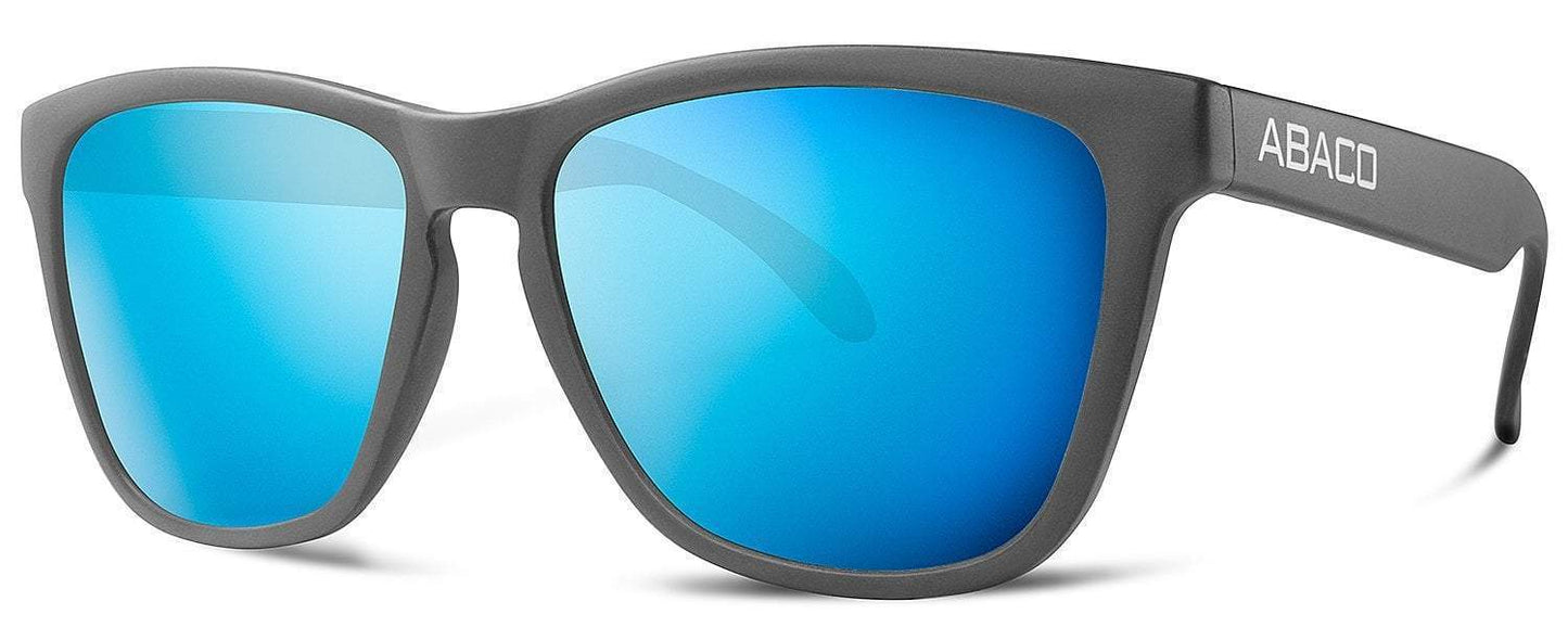 Abaco Kai Junior Matte Black Sunglass Polarized Blue Mirror Lens Side