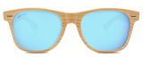 Abaco Tiki Natural Wood Sunglasses Polarized Caribbean Blue Lens Front