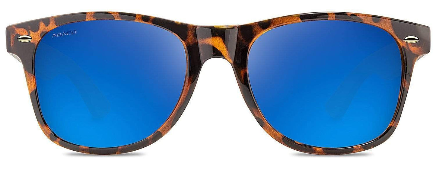 Abaco Taylor Tortoise Bamboo Sunglasses Polarized Deep Blue Lens Front