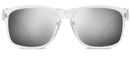 Abaco Dockside Clear Sunglass Polarized Silver Flash Mirror Lens Side