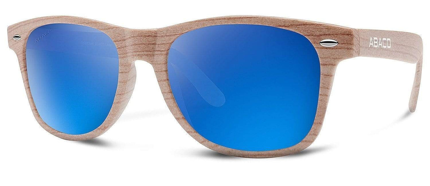 Abaco Tiki Grey Wood Sunglasses Polarized Deep Blue Lens Side