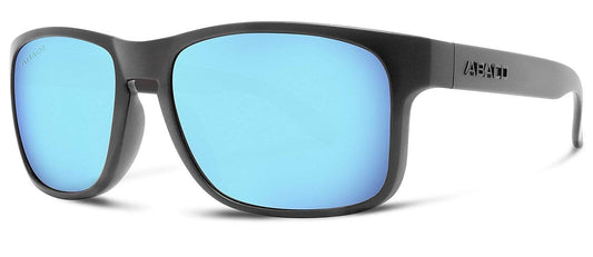 Abaco Dockside Matte Black Sunglass Polarized Caribbean Blue Mirror Lens Side