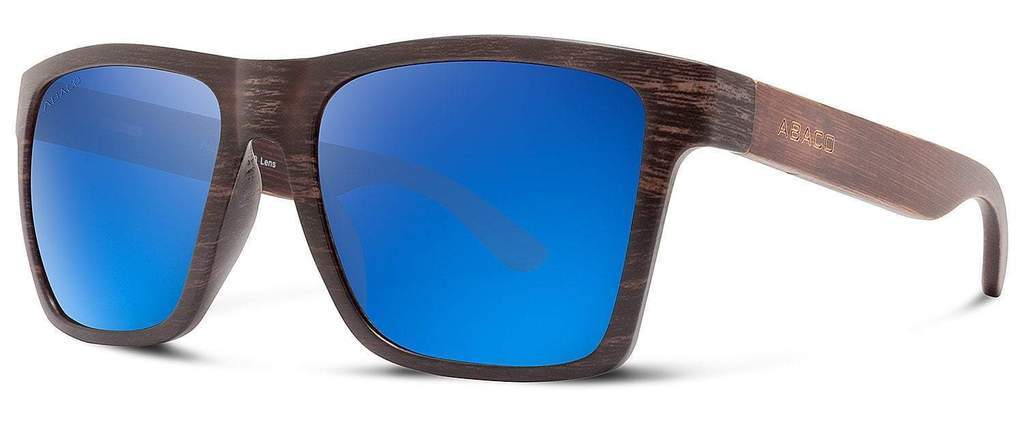 Abaco Cruiser Black Wood Sunglass Polarized Blue Mirror Lens Side