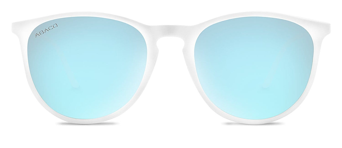 Abaco Piper White Sunglasses Polarized Caribbean Blue Lens Front