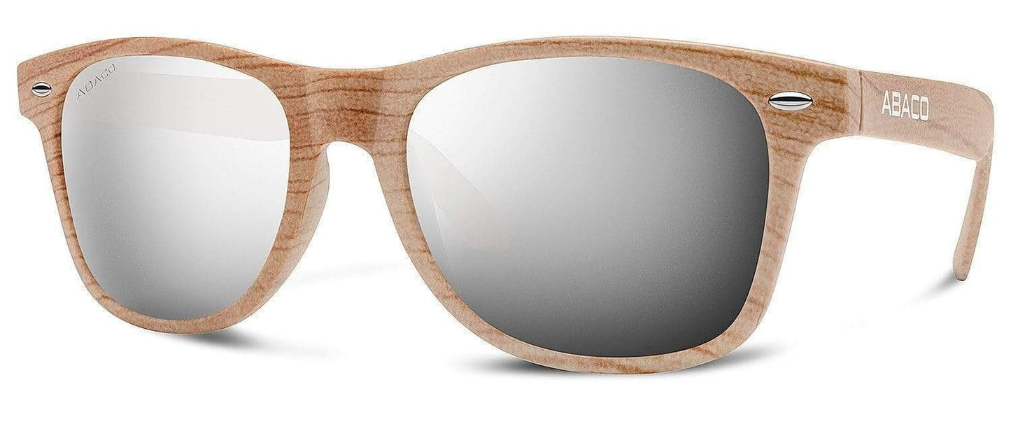 Abaco Tiki Grey Wood Sunglasses Polarized Chrome Lens Side