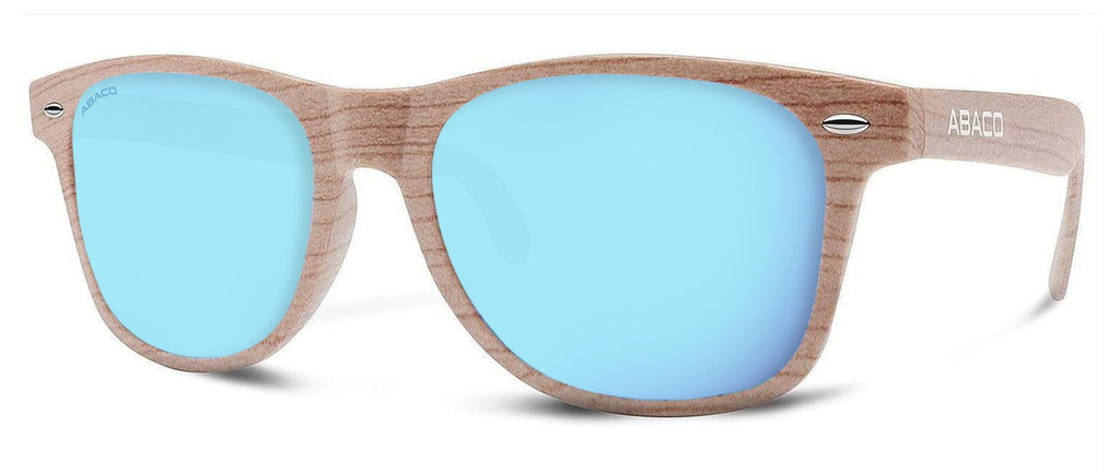 Abaco Tiki Grey Wood Sunglasses Polarized Caribbean Blue Lens Side