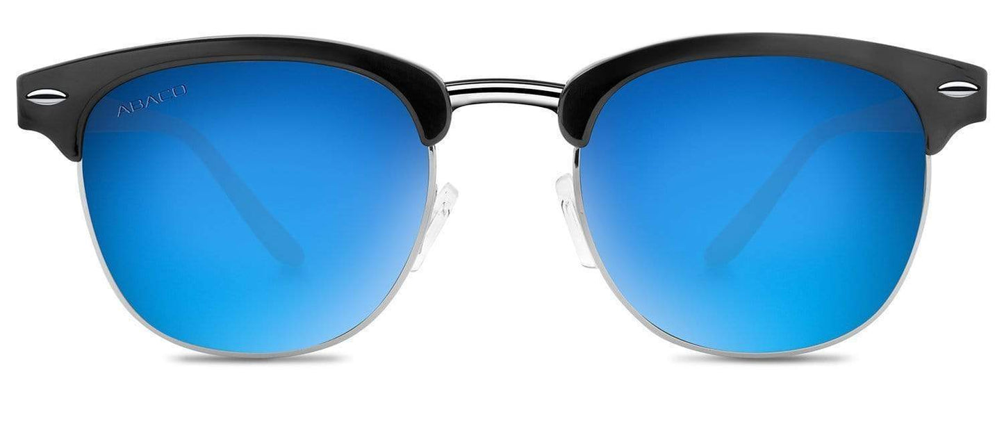 Abaco Montana Gloss Black Sunglasses Polarized Deep Blue Mirror Lens Front
