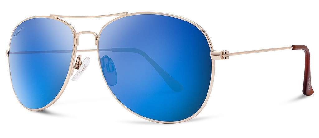 Abaco Avery Gold Sunglass Blue Mirror Polarized Lens Side