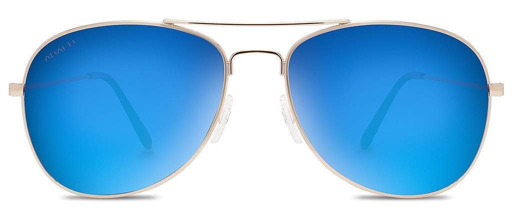 Abaco Avery Gold Sunglass Blue Mirror Polarized Lens Front