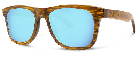 Castaway Bamboo Floating Sunglasses with Caribbean Blue Lens front