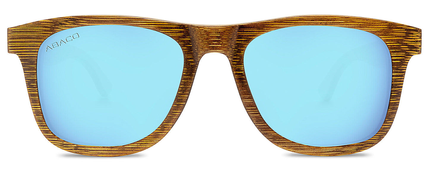 Castaway Bamboo Floating Sunglasses with Caribbean Blue Lens front