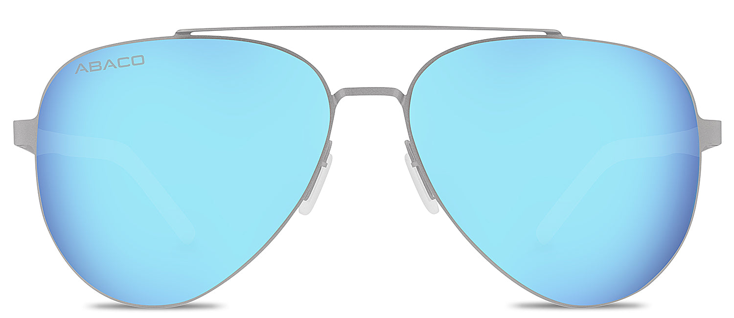 Abaco Daytone Silver Stainless Steel Sunglass Polarized Caribbean Blue Mirror Lens Front