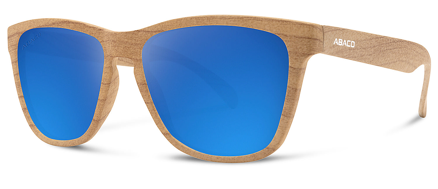 Abaco Kai Grey Wood Sunglass Polarized Blue Lens Side