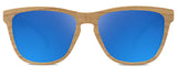 Abaco Kai Grey Wood Sunglass Polarized Blue Lens Front