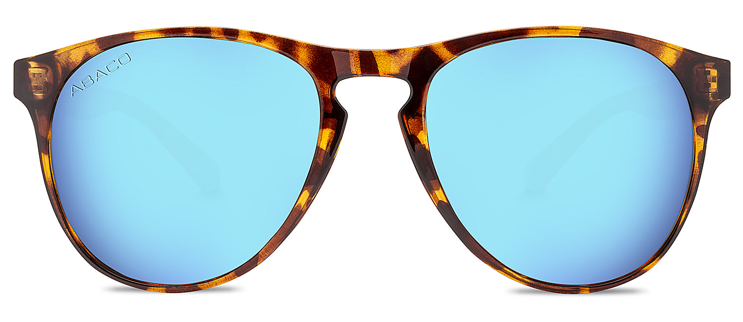 Abaco Logan Tortoise Sunglasses Polarized Caribbean Blue Lens Front
