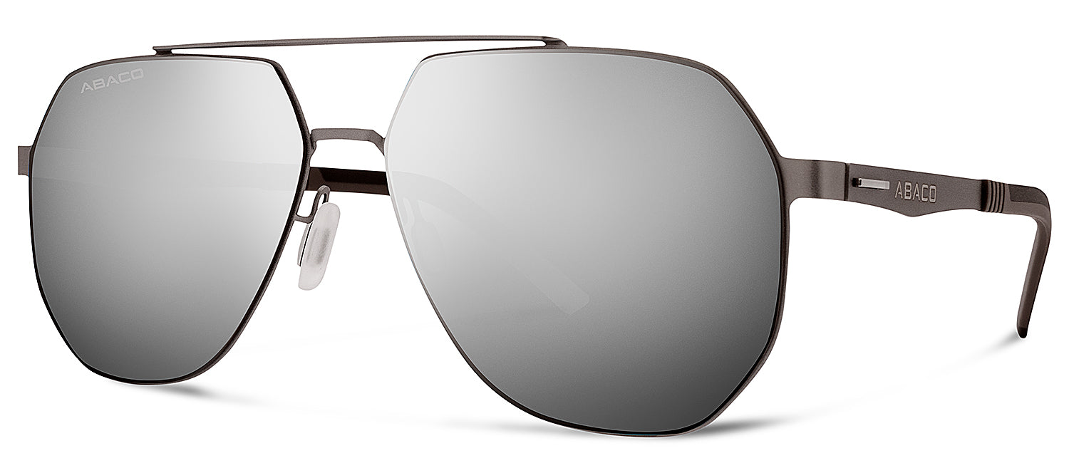 Abaco Monaco Gunmetal Stainless Steel Sunglasses Polarized Silver Flash Lens Side