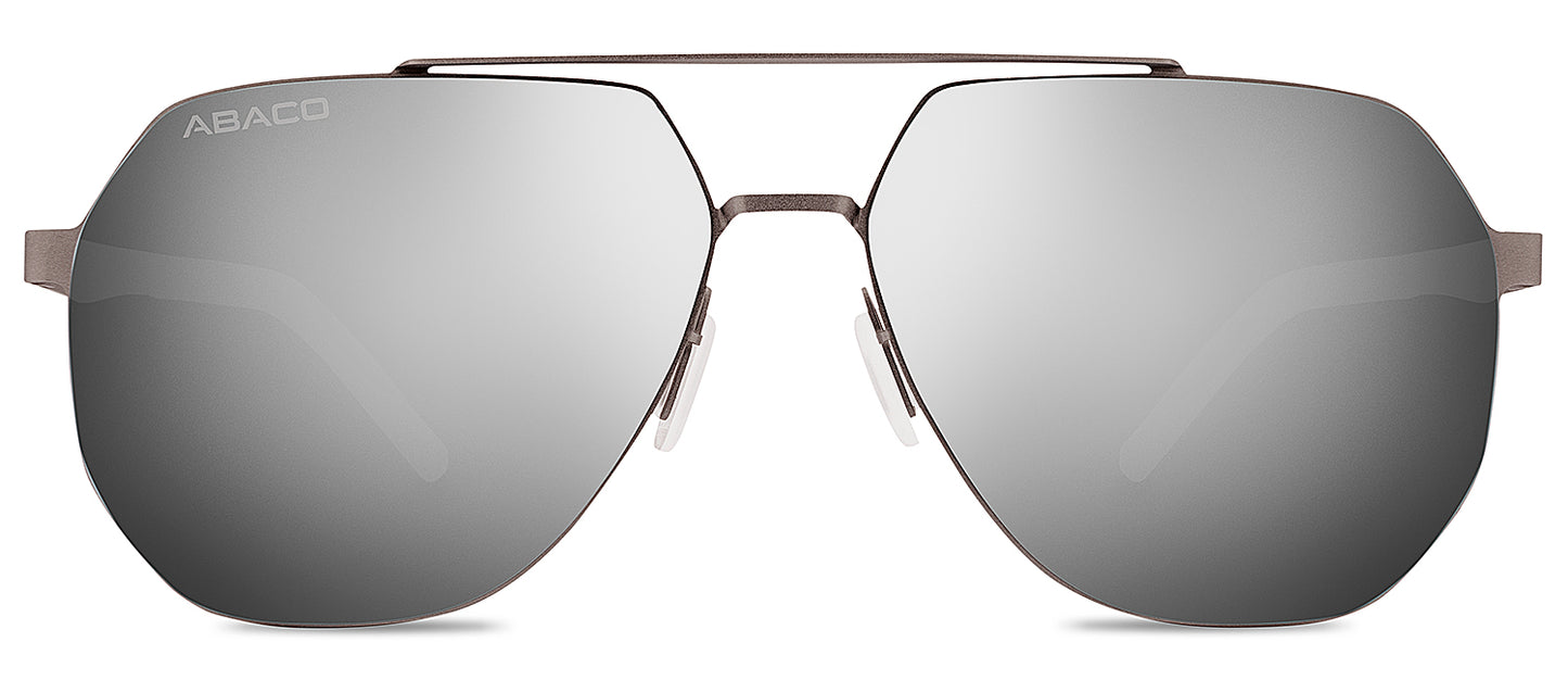 Abaco Monaco Gunmetal Stainless Steel Sunglasses Polarized Silver Flash Lens Front