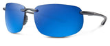 Abaco Outrigger Gloss Black Sunglasses Polarized Blue Mirror Lens Side