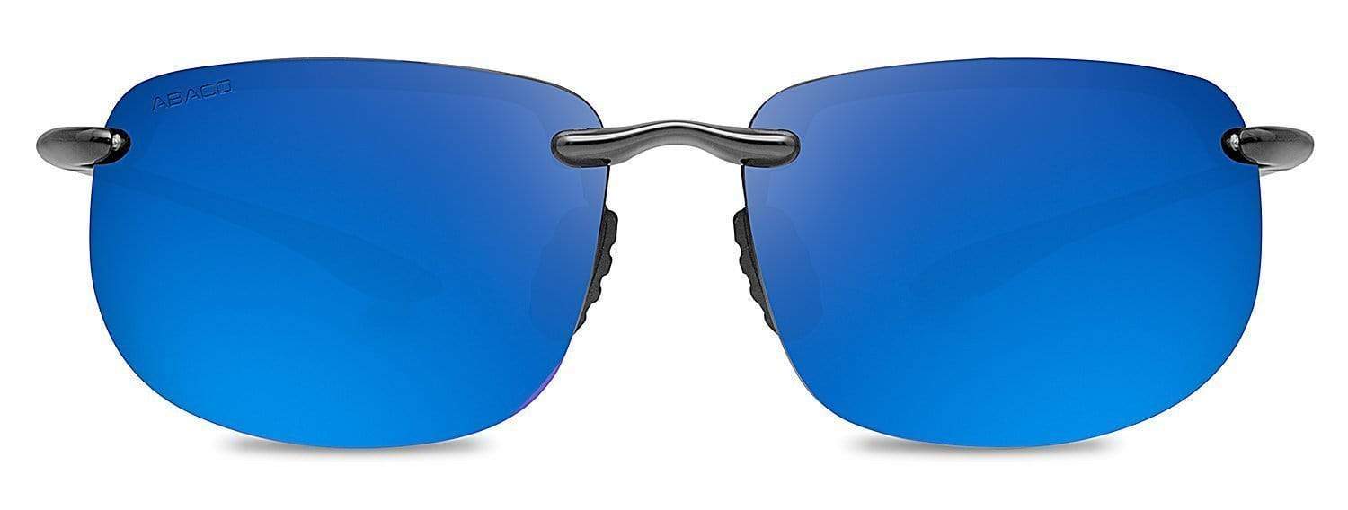 Abaco Outrigger Gloss Black Sunglasses Polarized Blue Mirror Lens Front