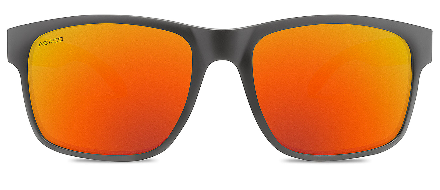 Seaport Junior Polarized Sunglasses Matte Black Frame Fire Lens Front