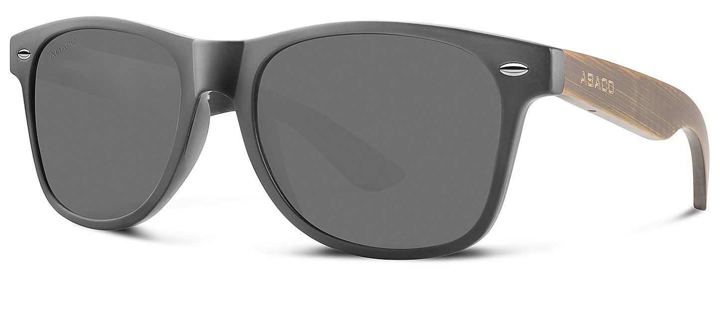 Abaco Taylor Matte Black Bamboo Sunglasses Polarized Grey Lens Side